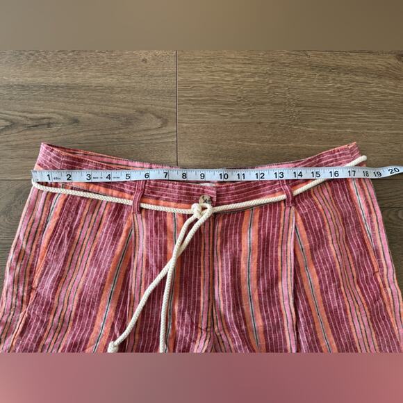 NWT J. Jill Love Linen Red Striped Pleated Shorts with Rope Belt 6” Size 14 - Picture 9 of 10